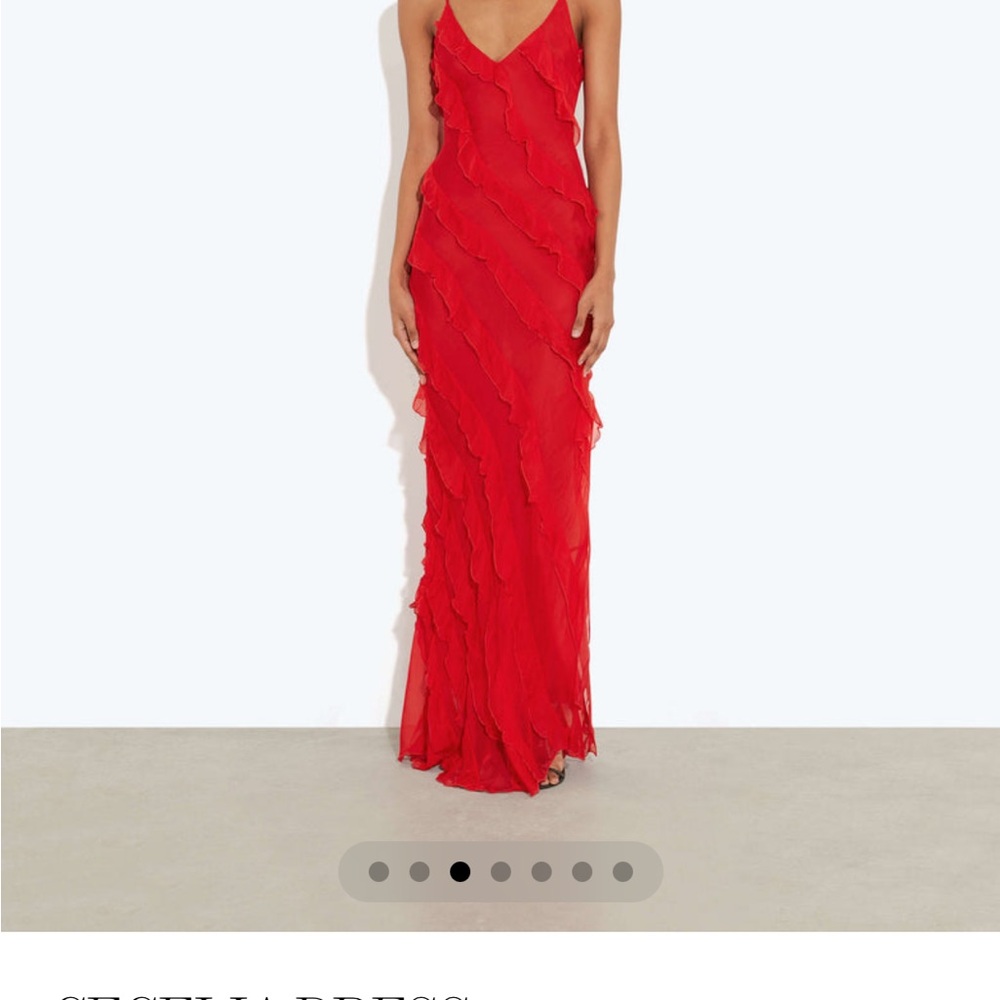 Rat & Boa Red Ruffled Maxi Dress worn once